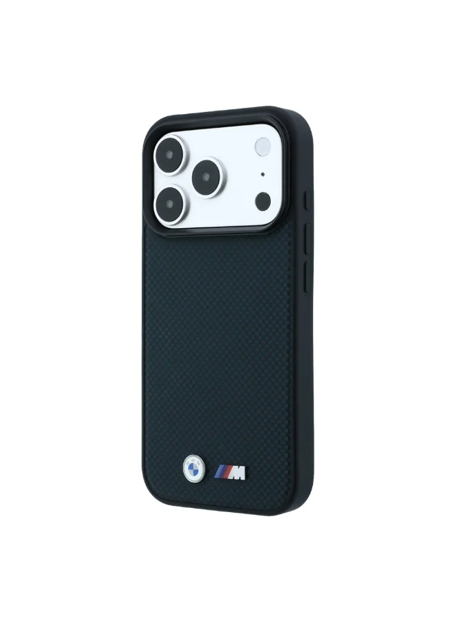 Bmw iPhone 18 Pro Max MagSafe PU Kevlar Hard Case with Metal Logo, Slim Protective Phone Cover