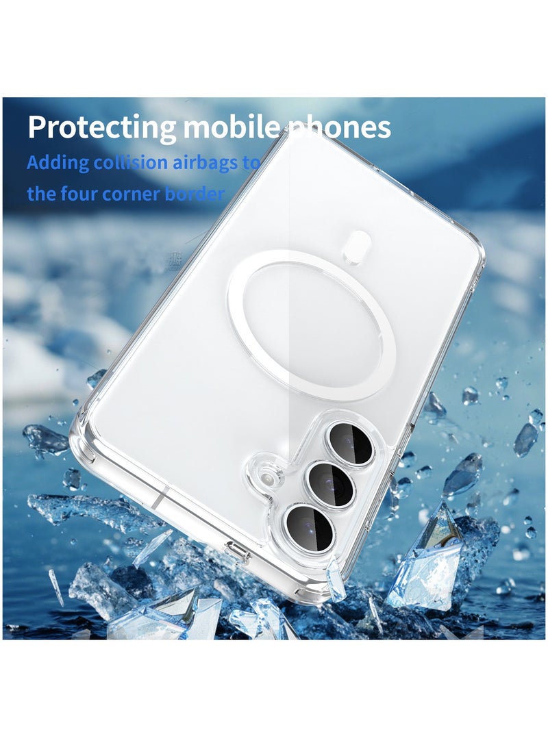 Fankalo Magnetic Phone Case for Samsung Galaxy S25 FE Transparent Back Soft TPU Shockproof Bumper Protection Cover Oil Repellent and Waterproof Phone Cover - Image 2