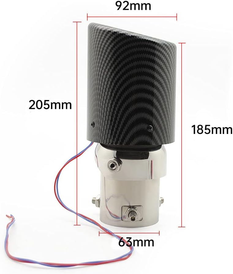 idain 2.5''/63MM Inlet Carbon Fiber Car Exhaust Muffler Tip with LED Light Stainless Steel Muffler Racing Exhaust Tip Modification (Blue LED, Rolled) - Image 2