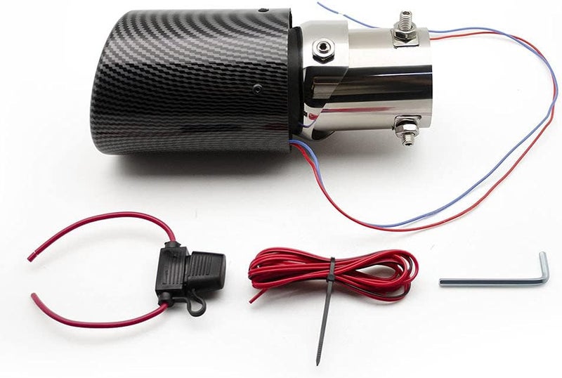 idain 2.5''/63MM Inlet Carbon Fiber Car Exhaust Muffler Tip with LED Light Stainless Steel Muffler Racing Exhaust Tip Modification (Blue LED, Rolled) - Image 1