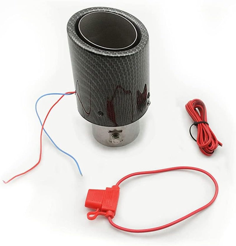 idain 2.5''/63MM Inlet Carbon Fiber Car Exhaust Muffler Tip with LED Light Stainless Steel Muffler Racing Exhaust Tip Modification (Blue LED, Rolled) - Image 5