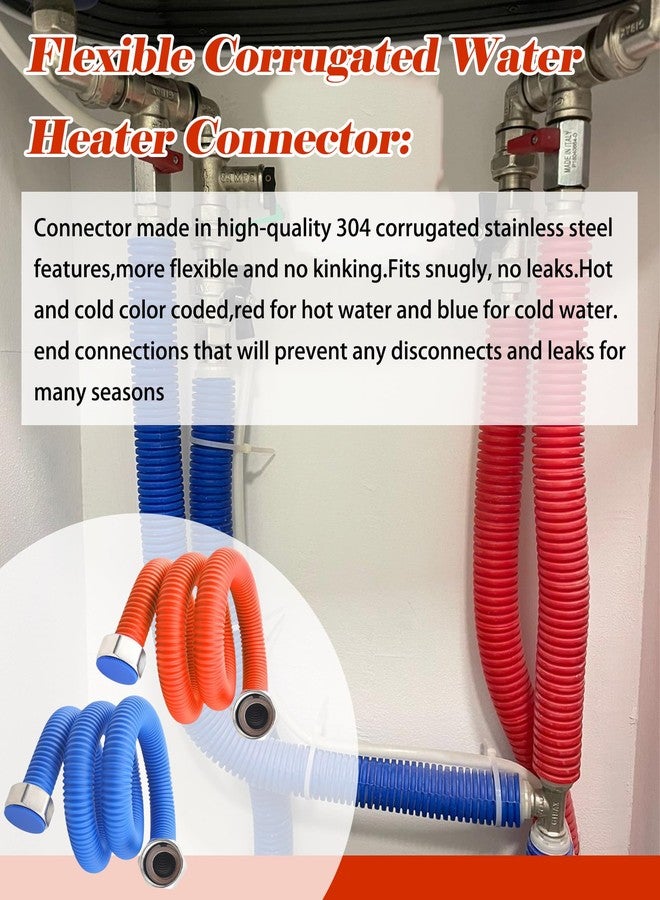 Maigoo 36 inch Flexible Stainless Steel Corrugated Water Heater Connector,3/4" FIP x 3/4" FIP Water Heater Supply Lines Fit For Water Softener Hot &Cold Water Hose - Image 2