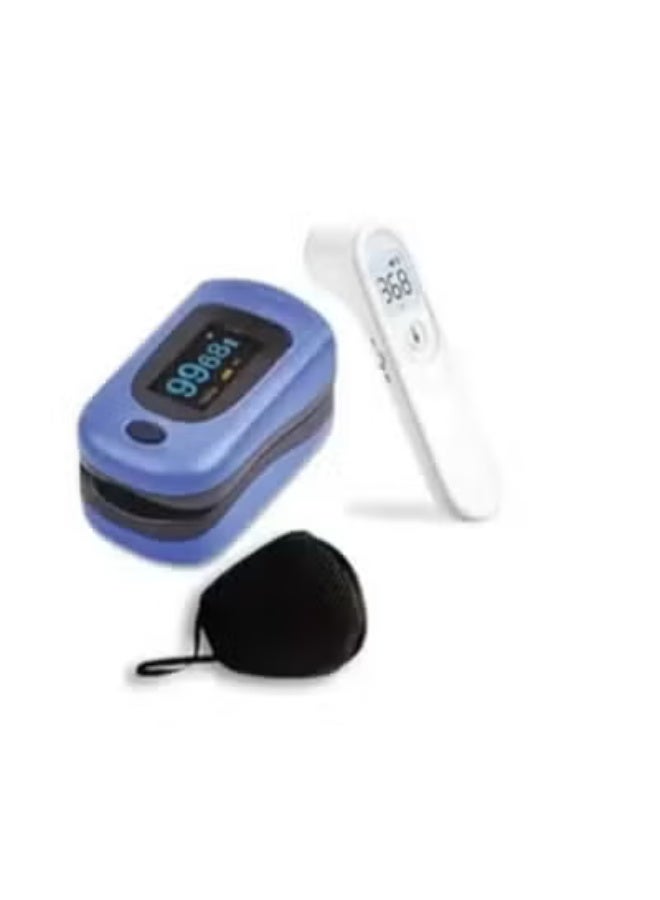 Home Health & Safety Combo – Pulse Oximeter + Infrared Thermometer + Reusable Outdoor Mask – Complete Daily Health Kit - Image 1
