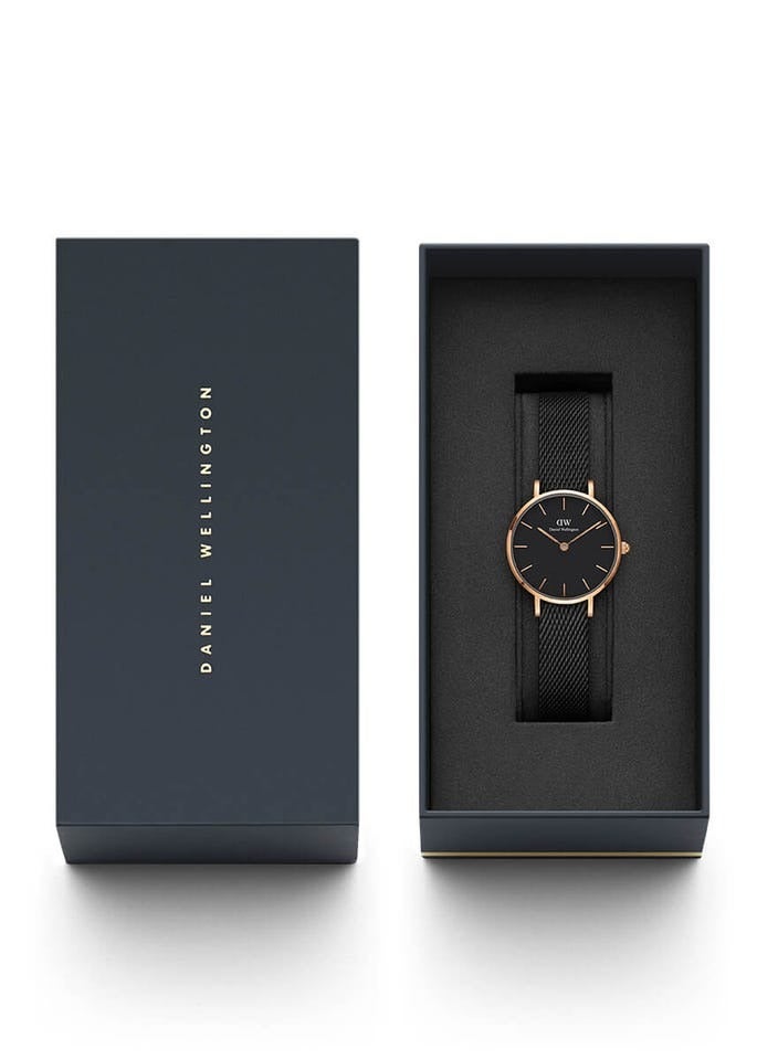 Daniel Wellington Petite Ashfield Women's Watch - 28mm, Matte Black Mesh Strap, Rose Gold Case, DW00100245 - Image 2