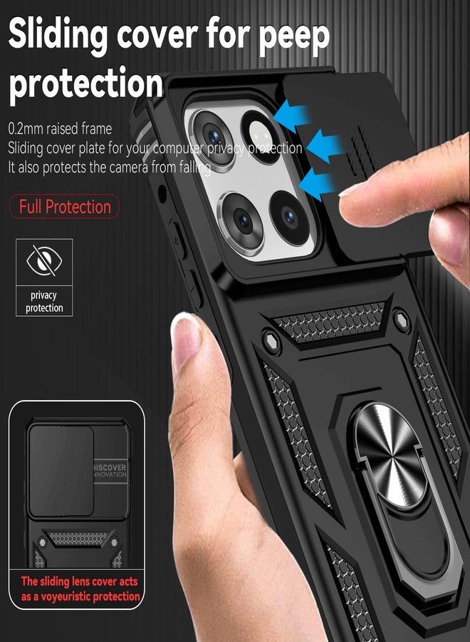 PUSHIMEI for Motorola Moto G Stylus 2025 Case with Slide Camera Cover HD Screen Protector [Military Grade 16ft. Drop Tested] Magnetic Ring Holder Kickstand Protective Phone Case for Moto G Stylus 2025, Black - Image 4