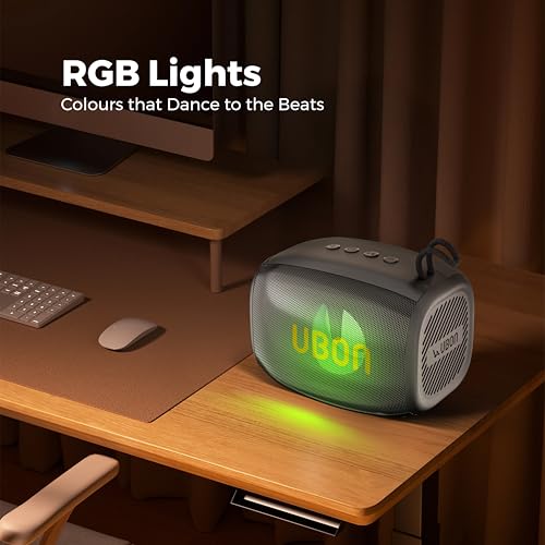 UBON Yodha SP-42, 10 watt Portable Bluetooth Speaker, 10 Hours Long Playtime, RGB Lights, Multiple Connectivity Wireless Party Speaker (Black) - Image 4