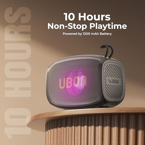 UBON Yodha SP-42, 10 watt Portable Bluetooth Speaker, 10 Hours Long Playtime, RGB Lights, Multiple Connectivity Wireless Party Speaker (Black) - Image 3