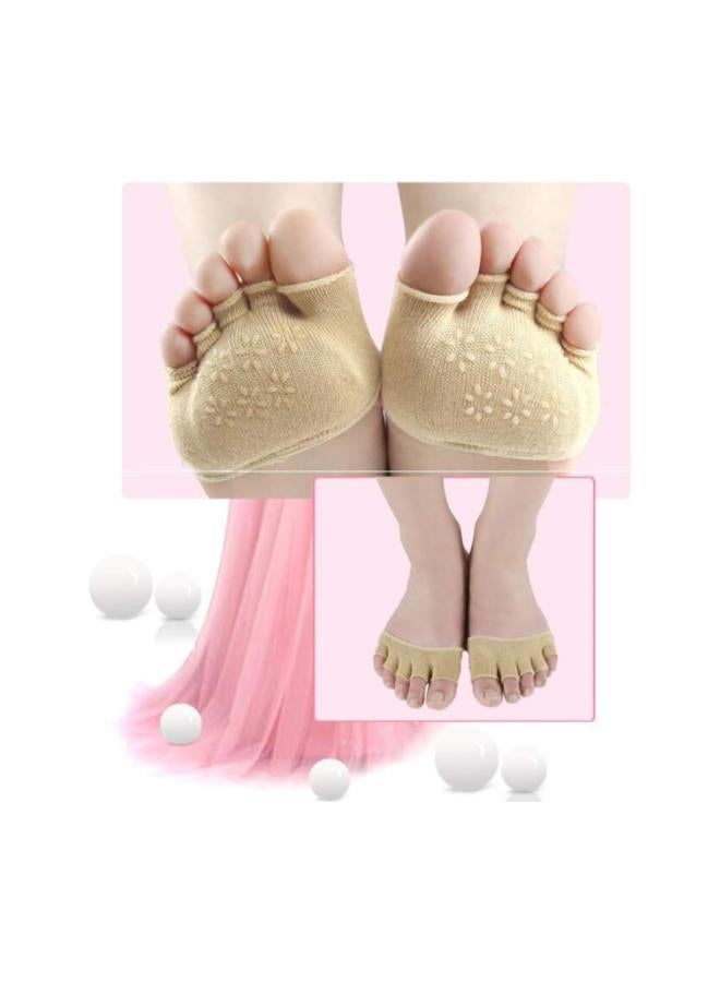 klarako 1 Pair of Forefoot Pads Fabric Metatarsal Sleeve Sole Cushion Gel Pads Metatarsal Pads Protector Cushion Pads Five Toe Socks (Khaki) - Image 3