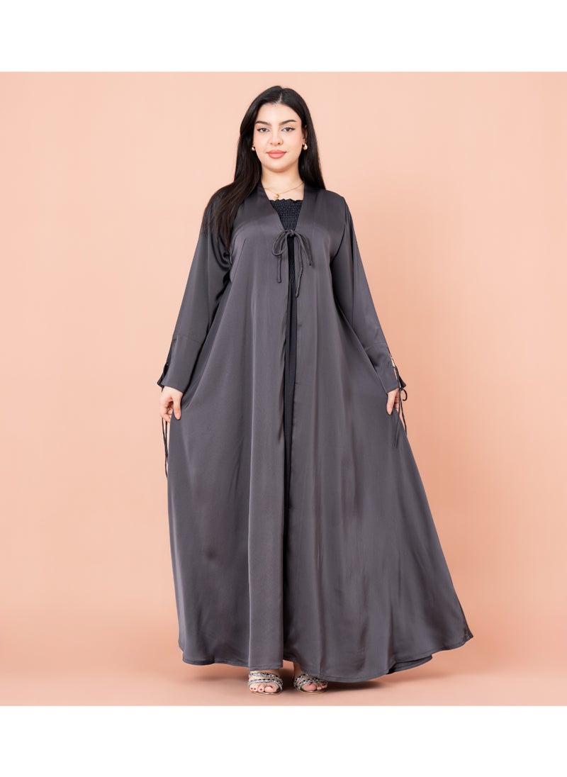 IKKXA Front Tie Open Abaya  - Image 1