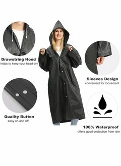 fantasize Raincoat Rain Ponchos for Adults Women Men - 1 Pack Reusable EVA Clear Portable Rain Coats Lightweight Jackets with Hood, Rain Ponchos Adults Packable Poncho Adult Clear Hood  - Image 4