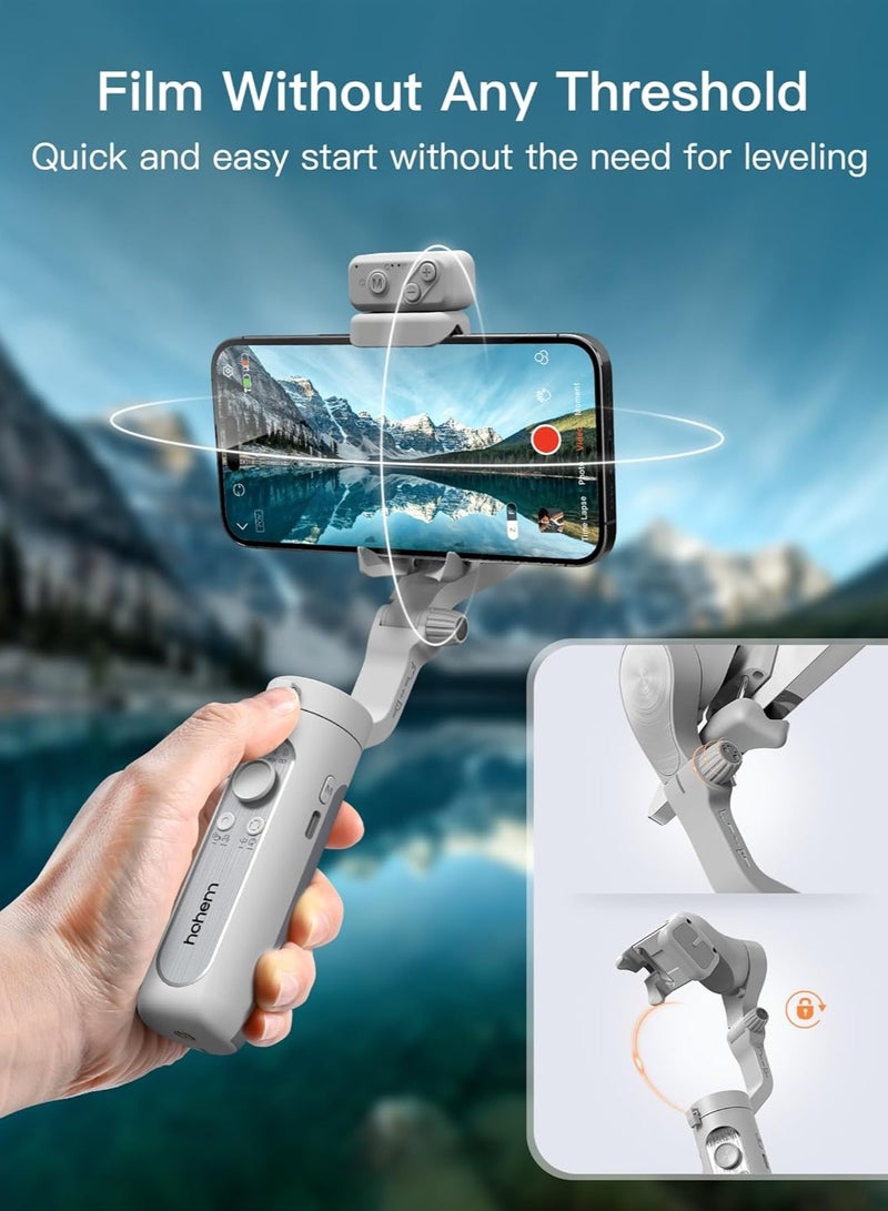 هوهم hohem iSteady XE Kit Gimbal Stabilizer for Smartphone, 3-Axis Gimbal for iPhone & Android with Magnetic Adjustable Fill Light, Portable & Foldable Stabilizer for Video Recording, YouTube TikTok Video - Image 2