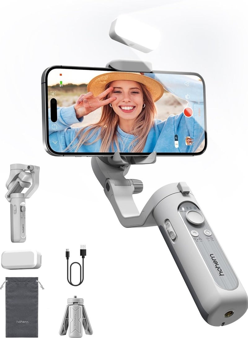 هوهم hohem iSteady XE Kit Gimbal Stabilizer for Smartphone, 3-Axis Gimbal for iPhone & Android with Magnetic Adjustable Fill Light, Portable & Foldable Stabilizer for Video Recording, YouTube TikTok Video - Image 1