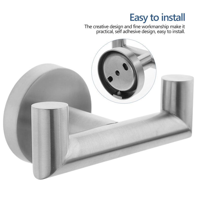 Brushed Stainless Steel Double Wall Hooks 2pcs Black Gold Bathroom Kitchen Storage - Image 4