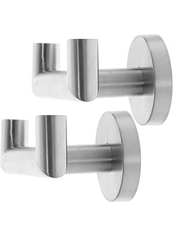 Brushed Stainless Steel Double Wall Hooks 2pcs Black Gold Bathroom Kitchen Storage - Image 1