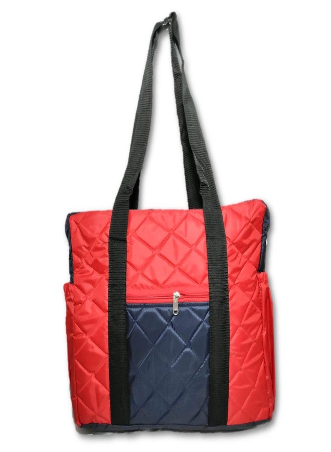 iShine Women Waterproof Tote Bag Parachute Fabric Shoulder Bag Handbag Eco-Friendly with Zip with Inner Pocket. Extra Large (Red Blue) - Image 1