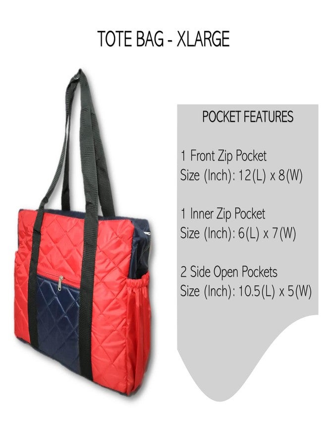 iShine Women Waterproof Tote Bag Parachute Fabric Shoulder Bag Handbag Eco-Friendly with Zip with Inner Pocket. Extra Large (Red Blue) - Image 5