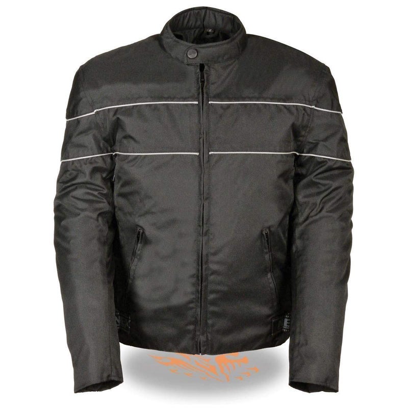 NexGen SH212102 Mens Black Textile Vented Moto Jacket with Reflective Piping 3XLarge