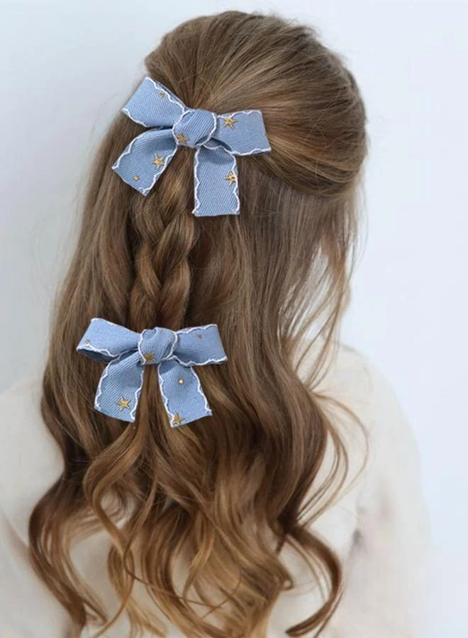 تايك تو Set of 2 - Star Print Bow Hair Clips