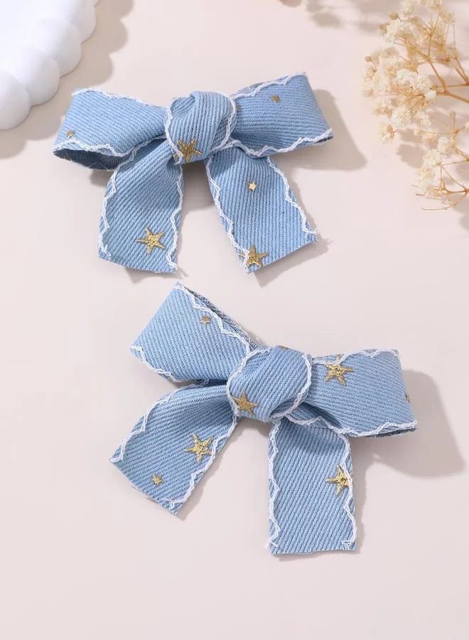 تايك تو Set of 2 - Star Print Bow Hair Clips