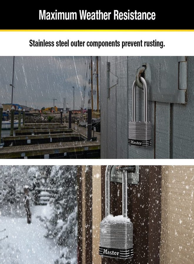 Master Lock 5SSQLJ Stainless Steel Outdoor Padlock with Key, 4 Pack Keyed-Alike - Image 4