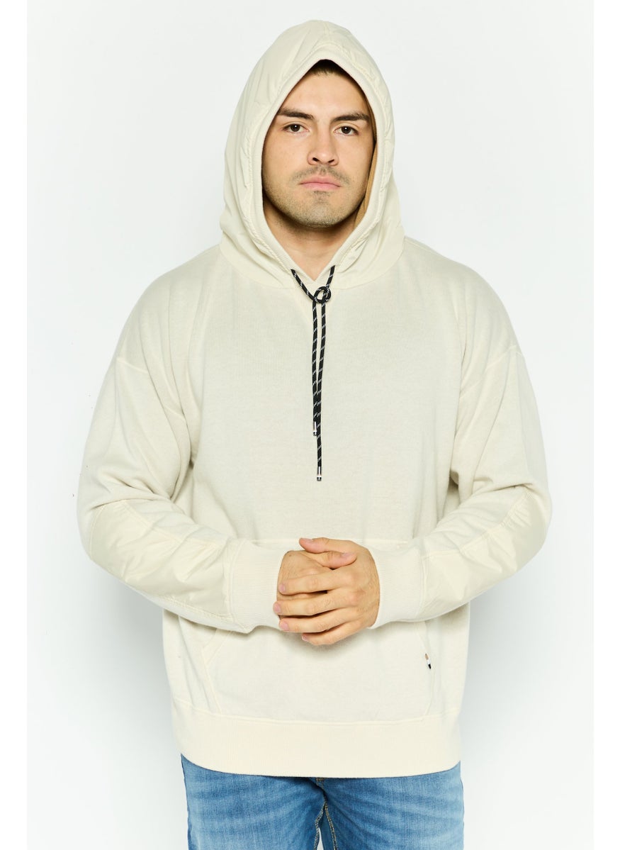 BOSS - Men Solid Long Sleeves Hooded Sweatshirt, Beige - Image 1