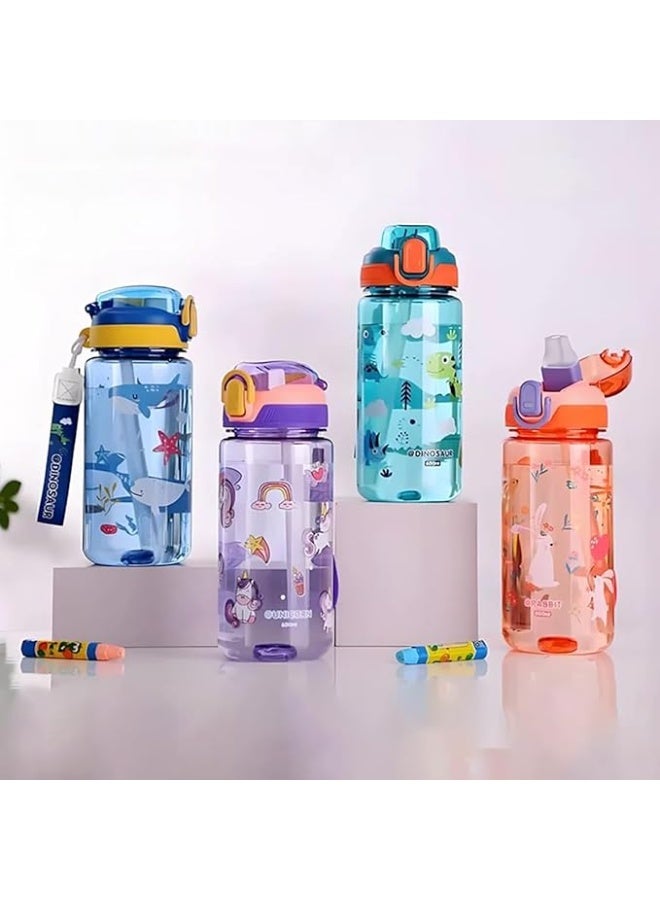 Portable Kids Water Bottle for School or Travel, 600ml Durable Plastic Water Bottle with Silicone Straw and Pop-Up Spout Cover, BPA Free & Dishwasher Safe, Sport Bottle for Girls Boys (Blue) - Image 4