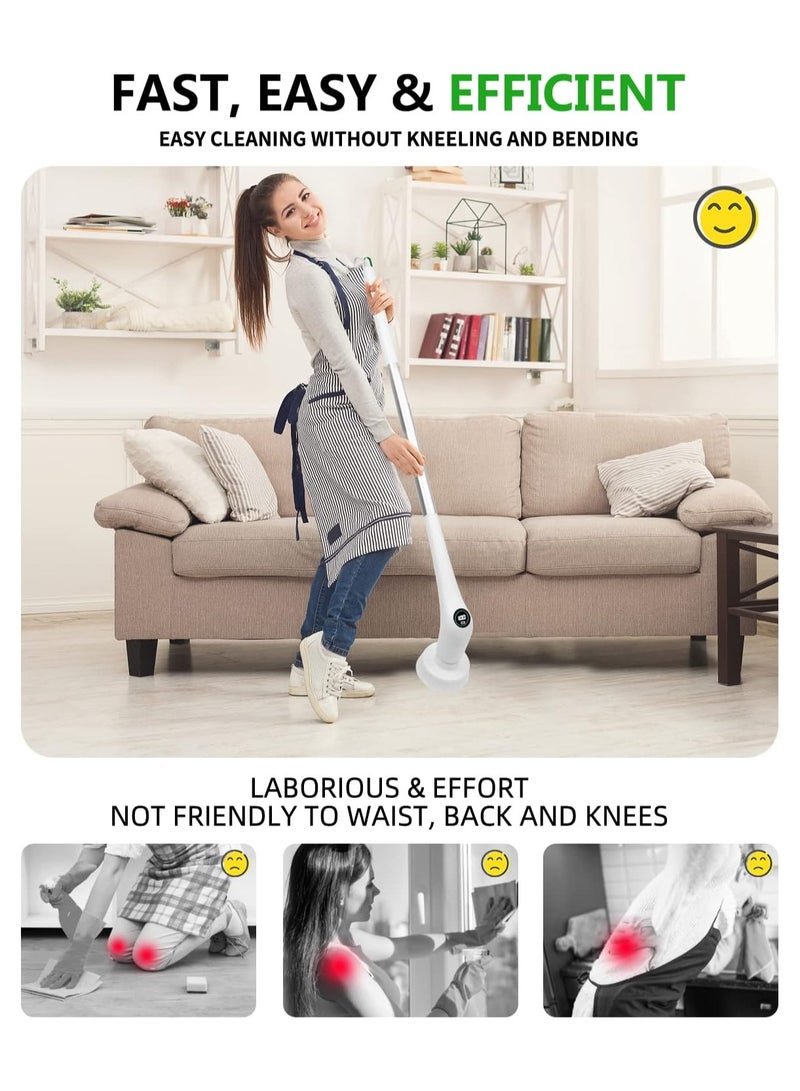 بلو فاير فرشاة تنظيف كهربائية دوارة RK-GD01 لاسلكية | مع 6 رؤوس تنظيف قابلة للاستبدال، مقبض طويل وقابل للتمديد، سرعتين 400–580RPM، مقاومة للماء IPX7، شحن سريع 3 ساعات، بطارية 90 دقيقة | للحمام، المطبخ، السيارة - Image 2