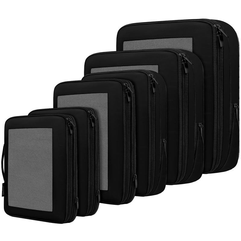 BAGAIL 4 Set/6 Set/8 Set Compression Packing Cubes Travel Accessories Expandable Packing Organizers (Square Mesh, 06-Black) - Image 1