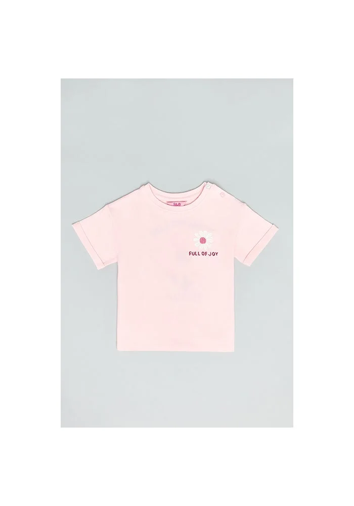 أر أند بي Print Detail T-Shirt with Crew Neck and Short Sleeves