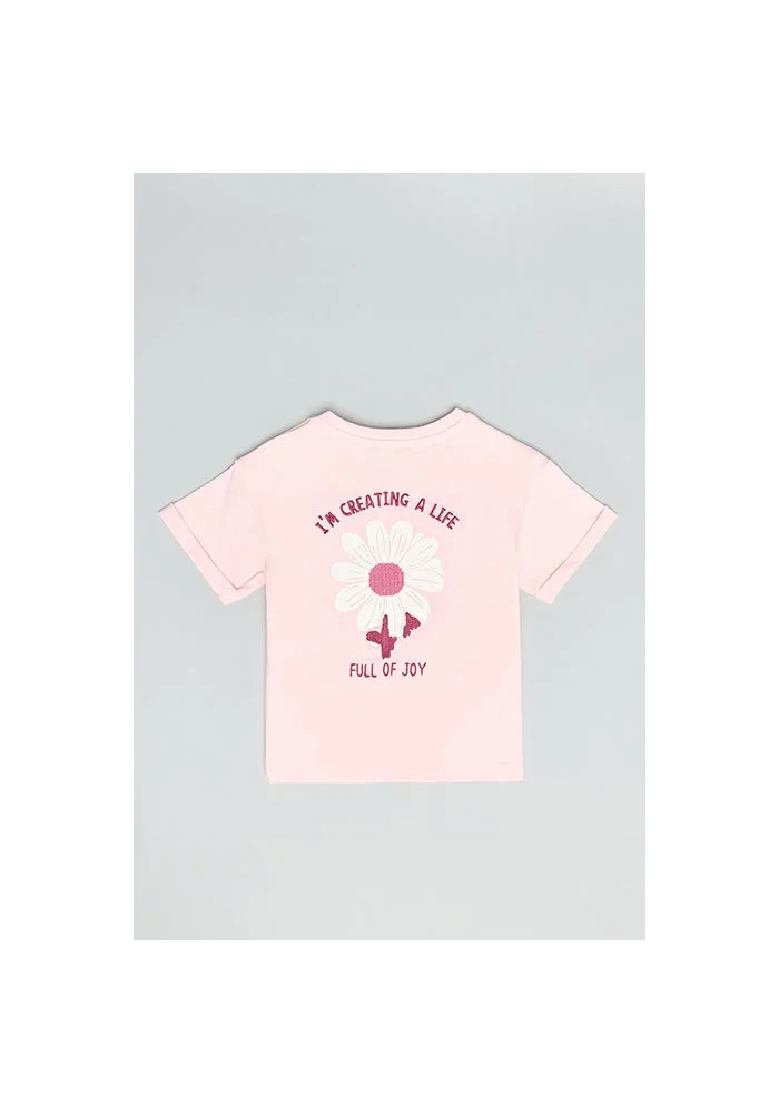 أر أند بي Print Detail T-Shirt with Crew Neck and Short Sleeves