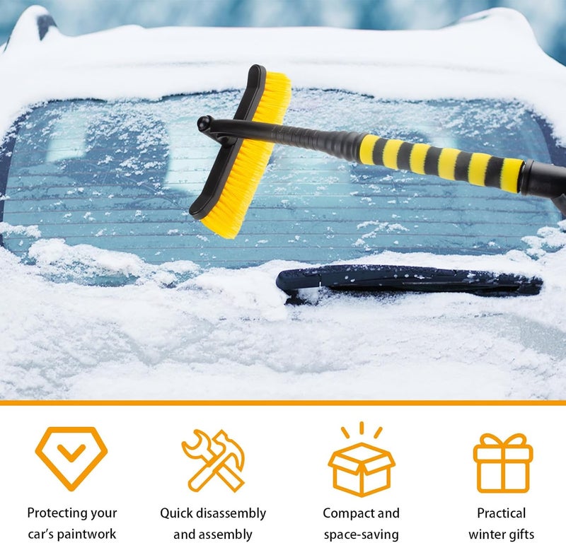 ecocstm Snow Brush and Detachable Ice Scraper, Snow Brush for Car Windshield with Foam Grip and 360° Pivoting Brush Head, 25.5 Inch Snow Brush with Ice Scrapers for Christmas Car, Cars, Trucks, SUVs (Orange) - Image 5