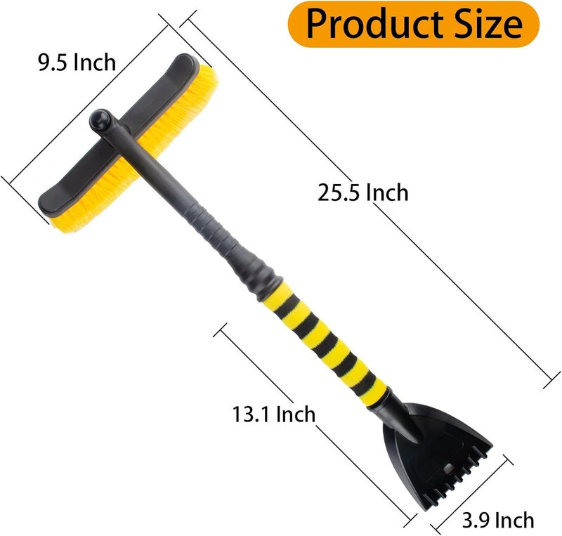ecocstm Snow Brush and Detachable Ice Scraper, Snow Brush for Car Windshield with Foam Grip and 360° Pivoting Brush Head, 25.5 Inch Snow Brush with Ice Scrapers for Christmas Car, Cars, Trucks, SUVs (Orange) - Image 2