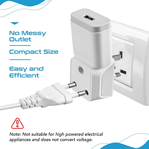 Ceptics UK Adapter, 2 in 1 India to UK Plug Adapter, India to UAE, Ireland Adapter - Type G - CE Certified - RoHS Compliant – White - 1 Pack - Lifetime Limited Warranty - Image 3