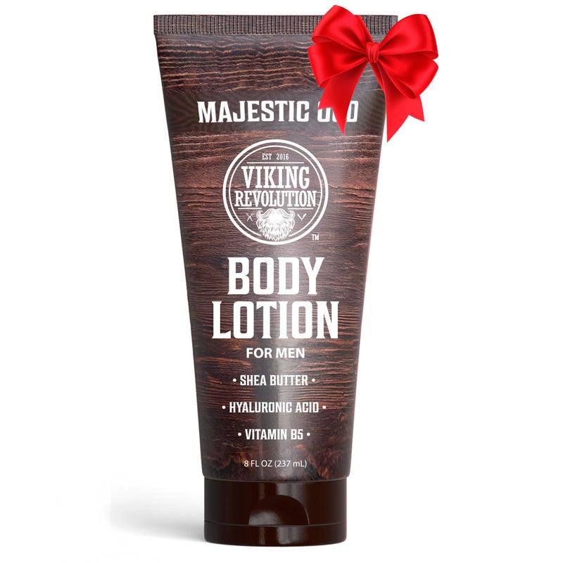 Viking Revolution Majestic Oud Body Lotion for Men â€“ Mens Lotion for Dry Skin with Shea Butter, Hyaluronic Acid and Vitamin B5 â€“ Nourishing Mens Body Lotion for Hydrated and Smooth Skin (8oz, 1 Pack) - Image 1