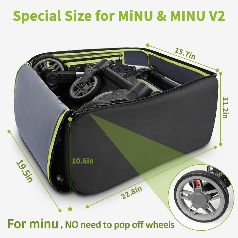YOREPEK Padded Stroller Bag for Airplane Travel Fits for UPPAbaby MINU,MINU V2,MINU V3, Gate Check Stroller Bag with Large Inner Mesh Pocket, Sturdy Stroller Storage Backpack for Accessories - Image 2