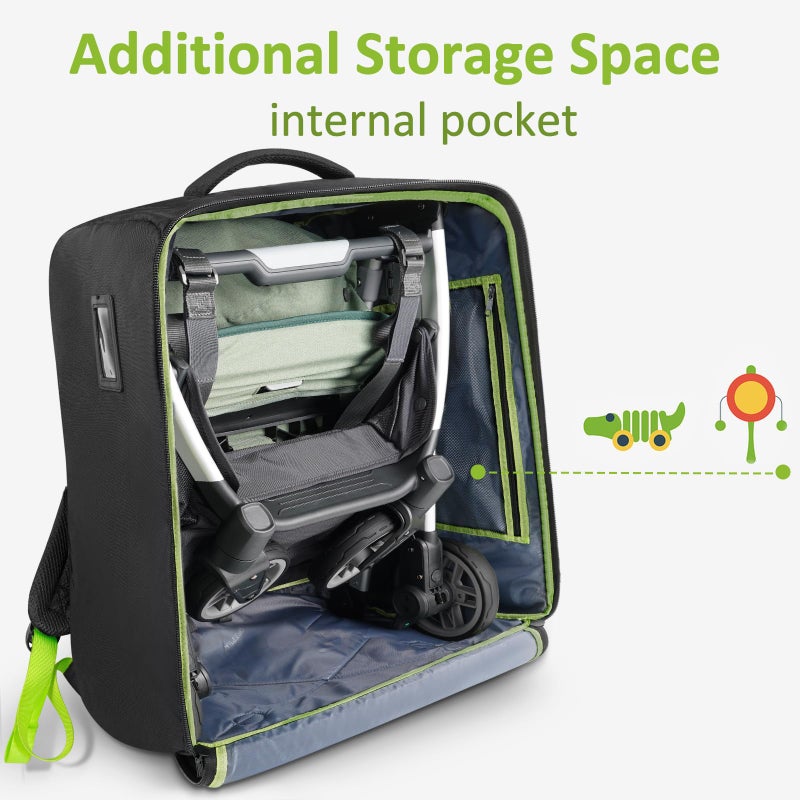 YOREPEK Padded Stroller Bag for Airplane Travel Fits for UPPAbaby MINU,MINU V2,MINU V3, Gate Check Stroller Bag with Large Inner Mesh Pocket, Sturdy Stroller Storage Backpack for Accessories - Image 4