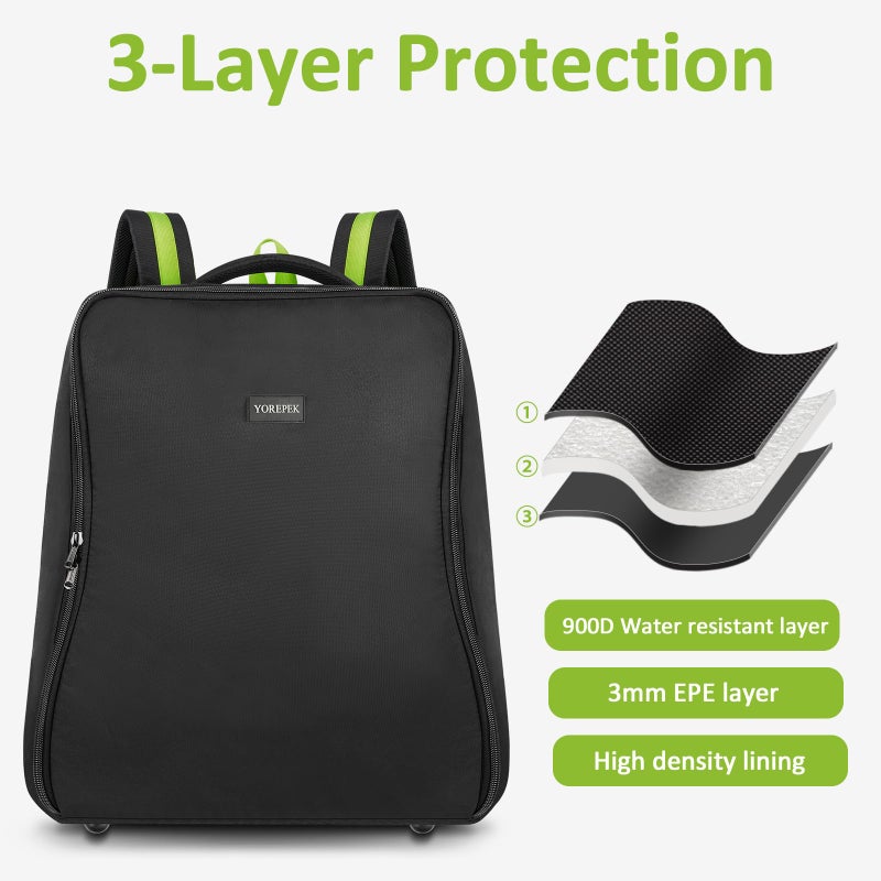 YOREPEK Padded Stroller Bag for Airplane Travel Fits for UPPAbaby MINU,MINU V2,MINU V3, Gate Check Stroller Bag with Large Inner Mesh Pocket, Sturdy Stroller Storage Backpack for Accessories - Image 3
