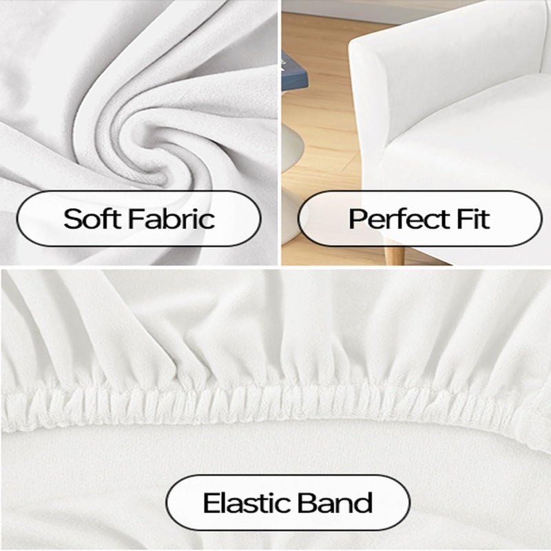 SONNACH Stretch Chair Covers with Arms 1-Piece Banquet Armchair Slipcover Velvet Mid Century Modern Armchair Slipcover Anti-Slip Furniture Protector for Living Room Friendly for Kids Pets (Off White) - Image 5