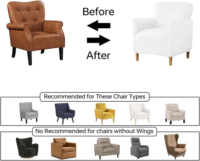 SONNACH Stretch Chair Covers with Arms 1-Piece Banquet Armchair Slipcover Velvet Mid Century Modern Armchair Slipcover Anti-Slip Furniture Protector for Living Room Friendly for Kids Pets (Off White) - Image 4