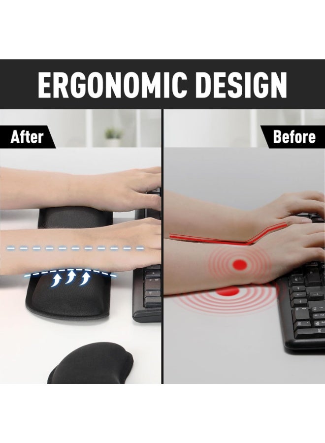 Upgrade Enlarge Gel Memory Foam Set Keyboard Wrist Rest Pad, Mouse Wrist Cushion Support for Office, Computer, Laptop, Mac, Comfortable, Lightweight for Easy Typing Pain Relief, Black - Image 4