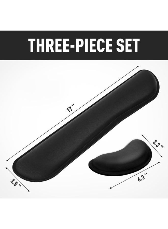 Upgrade Enlarge Gel Memory Foam Set Keyboard Wrist Rest Pad, Mouse Wrist Cushion Support for Office, Computer, Laptop, Mac, Comfortable, Lightweight for Easy Typing Pain Relief, Black - Image 2