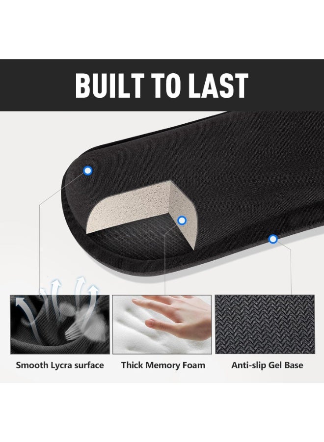 Upgrade Enlarge Gel Memory Foam Set Keyboard Wrist Rest Pad, Mouse Wrist Cushion Support for Office, Computer, Laptop, Mac, Comfortable, Lightweight for Easy Typing Pain Relief, Black - Image 3