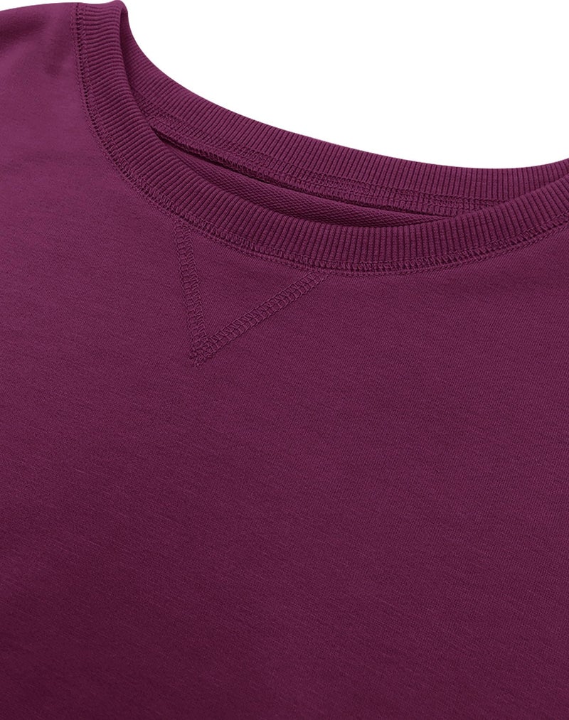 Bingerlily Womens Casual Long Sleeve Sweatshirt Crew Neck Cute Pullover Relaxed Fit Tops Deep Purple - Image 5