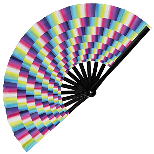 GloFX مروحة قابلة للطي من GloFX بتصميم مدهش كبيرة للحفلات والمناسبات للرجال والنساء لمهرجان موسيقى EDM وفعاليات النادي والرقص وزينة الهدايا