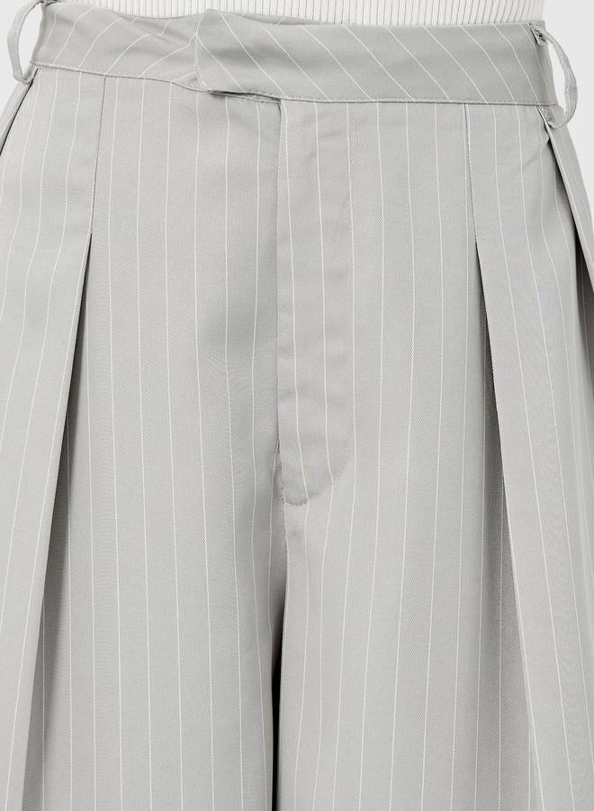 ستايلي بنطلون واسع مطوي مخطط ستايلي - Image 3