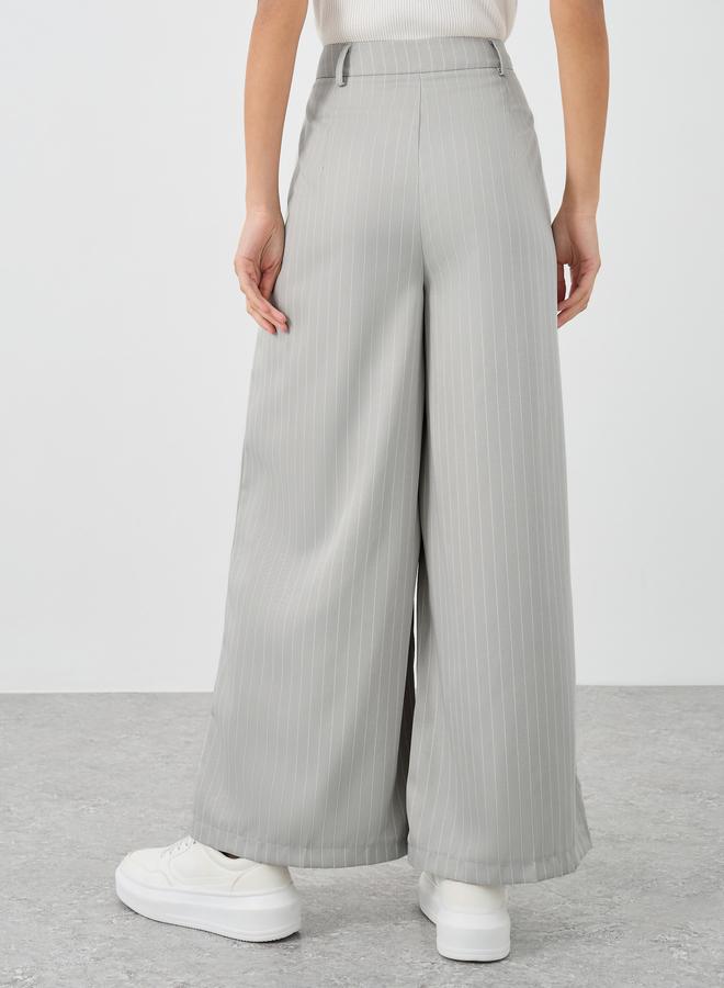 ستايلي بنطلون واسع مطوي مخطط ستايلي - Image 4