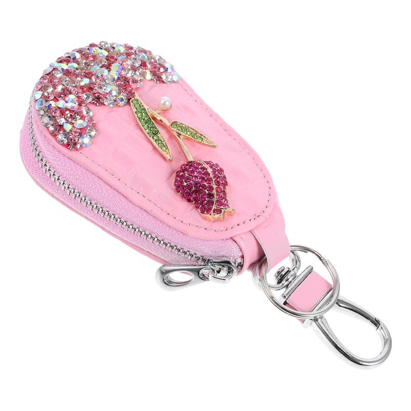 Car Key Bag Rhinestones Rose Flower Car key Protector Holder Pouch Remote Case Portable For Keychain Sleeve Accessory For Women - Image 5