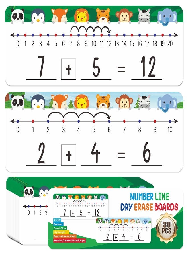 Jauisus 30 Pcs Number Line Dry Erase Whiteboard Card, 4”x12” Double Sided Dry Erase Board 0-10 on One Side 0-20 on Other Side, Students Home Classroom Must Haves Math White Board - Image 1