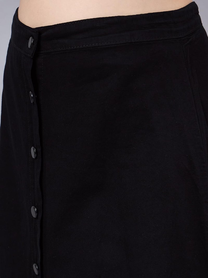 Style Quotient Women Black A-Line Maxi Denim Skirt - Image 2