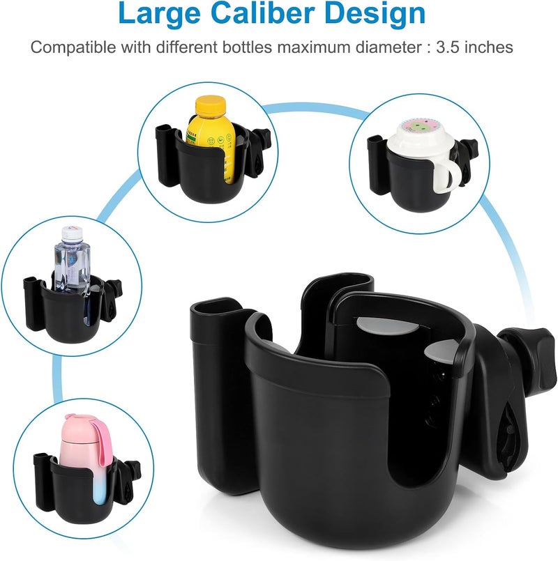 accmor Long term heavy use compatible Stroller Cup Holder with Hook, Bike Cup Holder, Universal Cup Holder for Uppababy Nuna Doona Strollers, 2-in-1 Cup Phone Holder for Stroller, Bike, Wheelchair, Walker, Scooter High precision lightweight material - Image 5